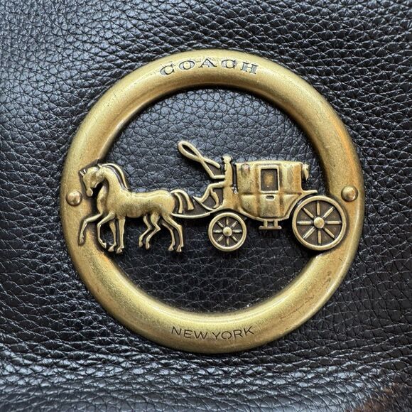 Coach Elle Black Pebble Leather Hobo Bag Large Carriage Shoulder Purse F31400 - Picture 16 of 16